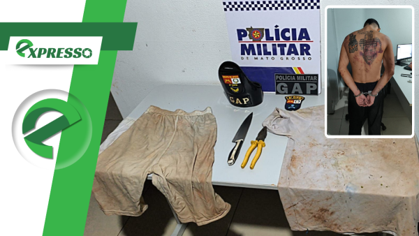 Foragido da Justiça é recapturado após resistir à prisão e tentar fugir com faca em Diamantino